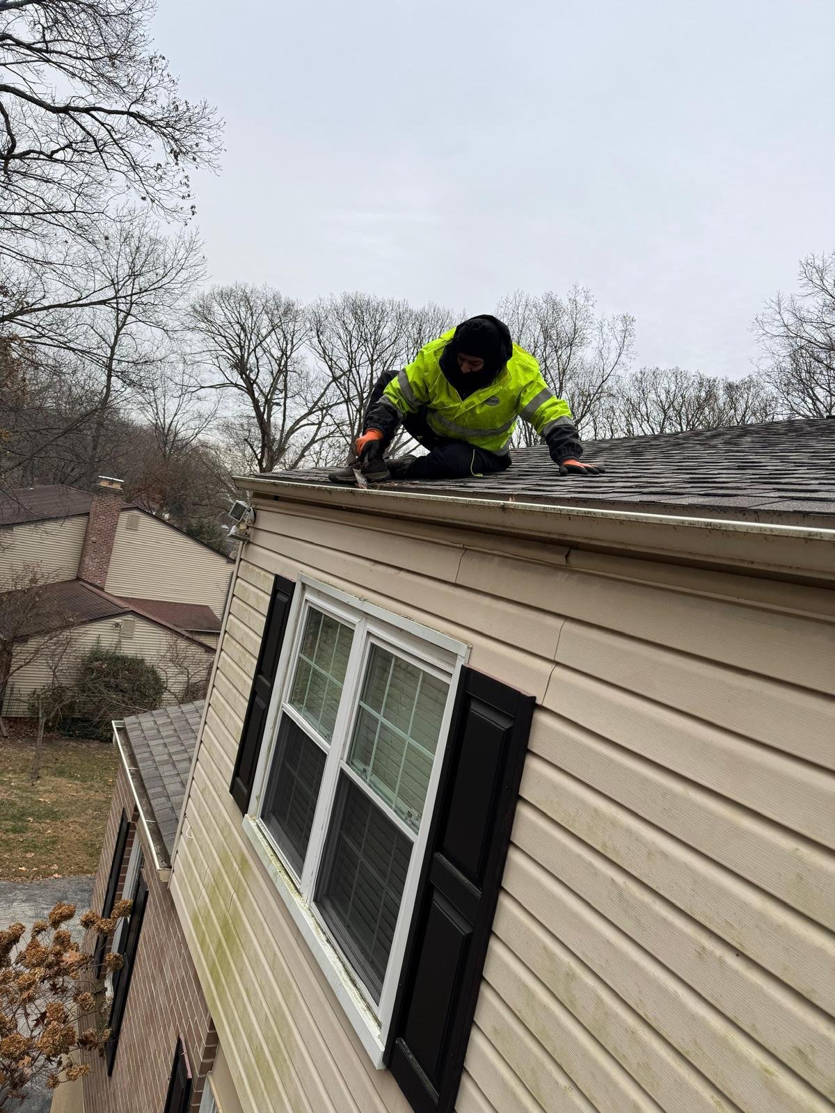 Gutter cleaning and maintenance work by Green Force Property Services